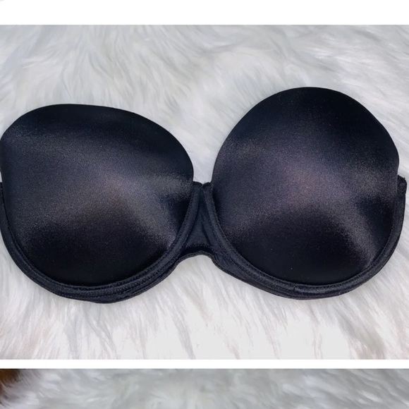 Victorias Secret Pink Bra Wear Everywhere Strapless Multi Way Push Up Black - Picture 1 of 5